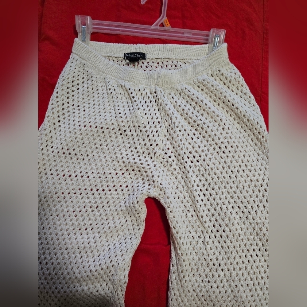 Nasty Gal White Wide Leg Crochet Pants - Picture 5 of 7